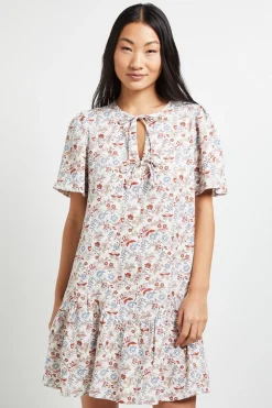 Robe Courte Imprimée À Ourlet Asymétrique Avec Détail Nœud À Motif Floral Petite