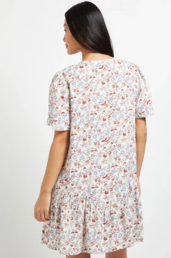 Robe Courte Imprimée À Ourlet Asymétrique Avec Détail Nœud À Motif Floral Petite