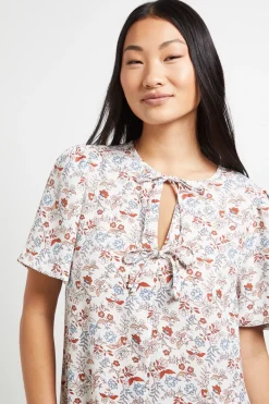 Robe Courte Imprimée À Ourlet Asymétrique Avec Détail Nœud À Motif Floral Petite