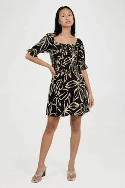 boohoo Robe Courte À Imprimé Fleuri Et Manches Volumineuses<Femme Robes Patineuses|Robes