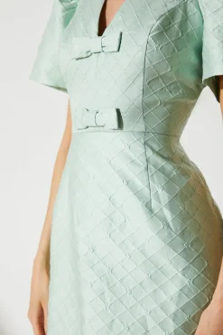 Robe Courte Jacquard À Nœud