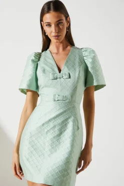 Robe Courte Jacquard À Nœud