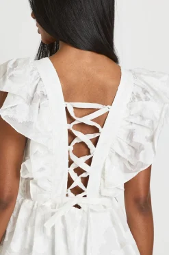Robe Courte À Lacets Dos Nu Motif Floral Dévoré