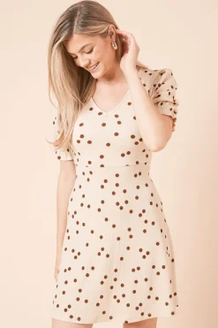 Robe Courte À Manches Courtes Col V Motif Floral Rose