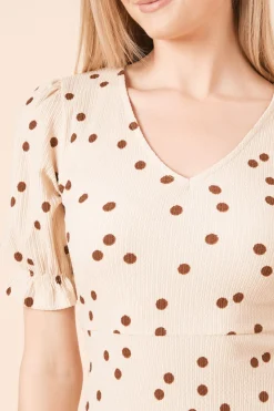 Robe Courte À Manches Courtes Col V Motif Floral Rose