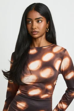 Robe Courte À Manches Longues À Pois Ton Sur Ton