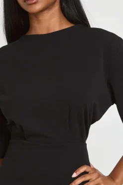 boohoo Robe Courte À Manches Mi-longues En Crêpe Jersey<Femme Robes Moulantes|Robes
