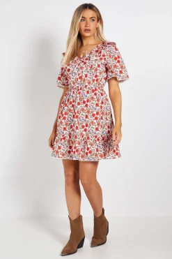 Robe Courte À Manches Papillon Avec Col Noué