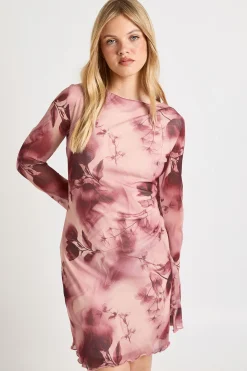Robe Courte À Manches Évasées En Maille Florale Pour Femmes Grandes Tailles