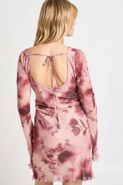 Robe Courte À Manches Évasées En Maille Florale Pour Femmes Grandes Tailles
