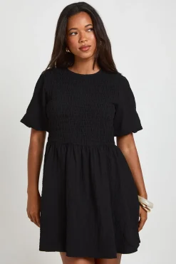 boohoo Robe Courte À Manches Volumineuses Texturées<Femme Robes Patineuses|Robes