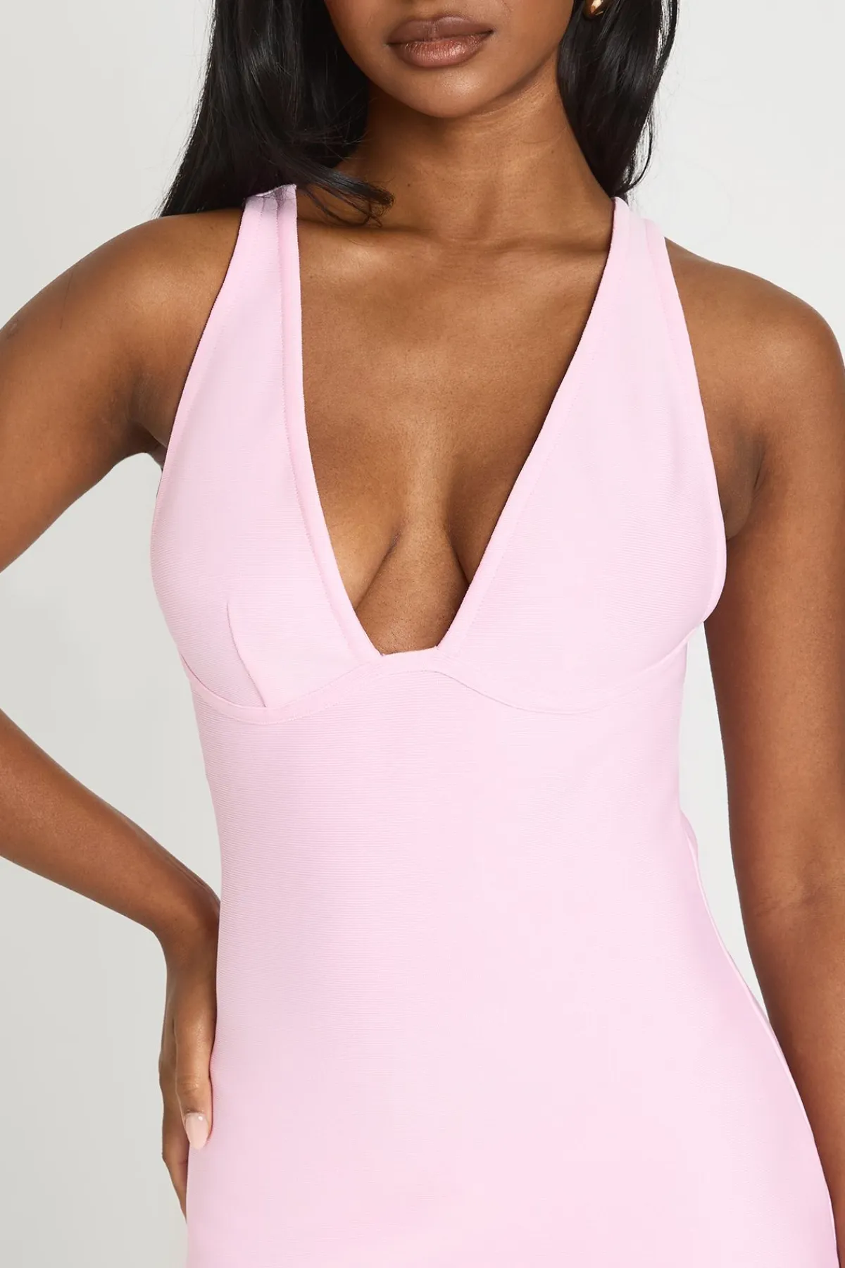 boohoo Robe Courte Moulante À Col Licou Avec Détails De Bandes Contrastées Premium<Femme Robes Moulantes|Robes