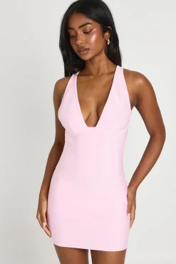 boohoo Robe Courte Moulante À Col Licou Avec Détails De Bandes Contrastées Premium<Femme Robes Moulantes|Robes