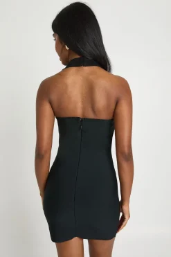 Robe Courte Moulante Premium Avec Détails En Résille