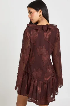 Robe Courte À Ourlet Asymétrique En Velours Dévoré Fleuri