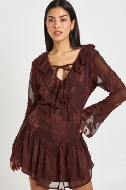 Robe Courte À Ourlet Asymétrique En Velours Dévoré Fleuri