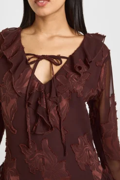 Robe Courte À Ourlet Asymétrique En Velours Dévoré Fleuri