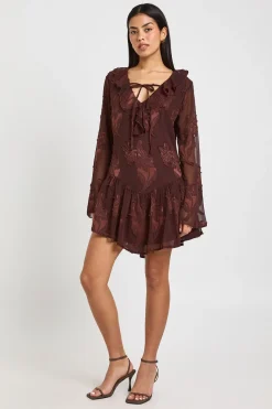 Robe Courte À Ourlet Asymétrique En Velours Dévoré Fleuri