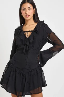 Robe Courte À Ourlet Asymétrique En Velours Dévoré Floral