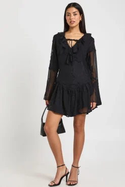 Robe Courte À Ourlet Asymétrique En Velours Dévoré Floral