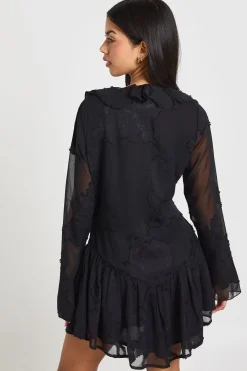 Robe Courte À Ourlet Asymétrique En Velours Dévoré Floral