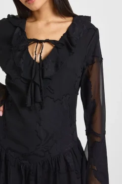 Robe Courte À Ourlet Asymétrique En Velours Dévoré Floral