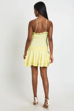 boohoo Robe Courte À Ourlet Volant En Satin Et Dentelle<Femme Satin Et Dentelle|Robes Patineuses