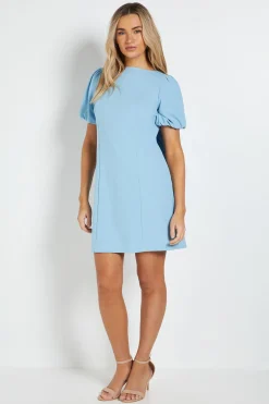 Robe Courte Petite Dp Luxe À Manches Bouffantes Et Nœud Au Dos