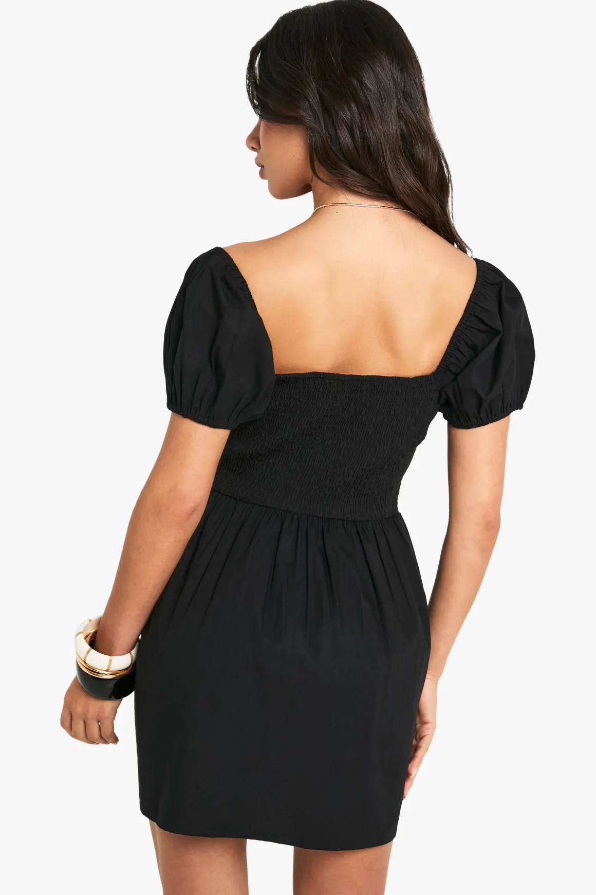 Robe Courte Petite En Popeline De Coton À Manches Bouffantes