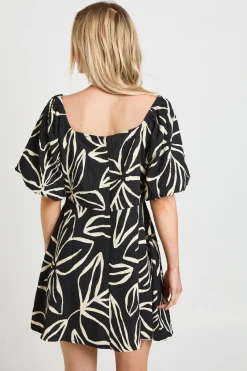 boohoo Robe Courte Petite À Manches Volumineuses Et Imprimé Floral Texturé<Femme Toutes Les Robes|Robes