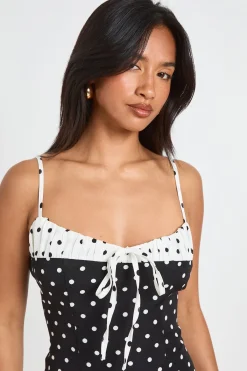 boohoo Robe Courte Petite À Pois Contrastés<Femme Pois|Robes Patineuses