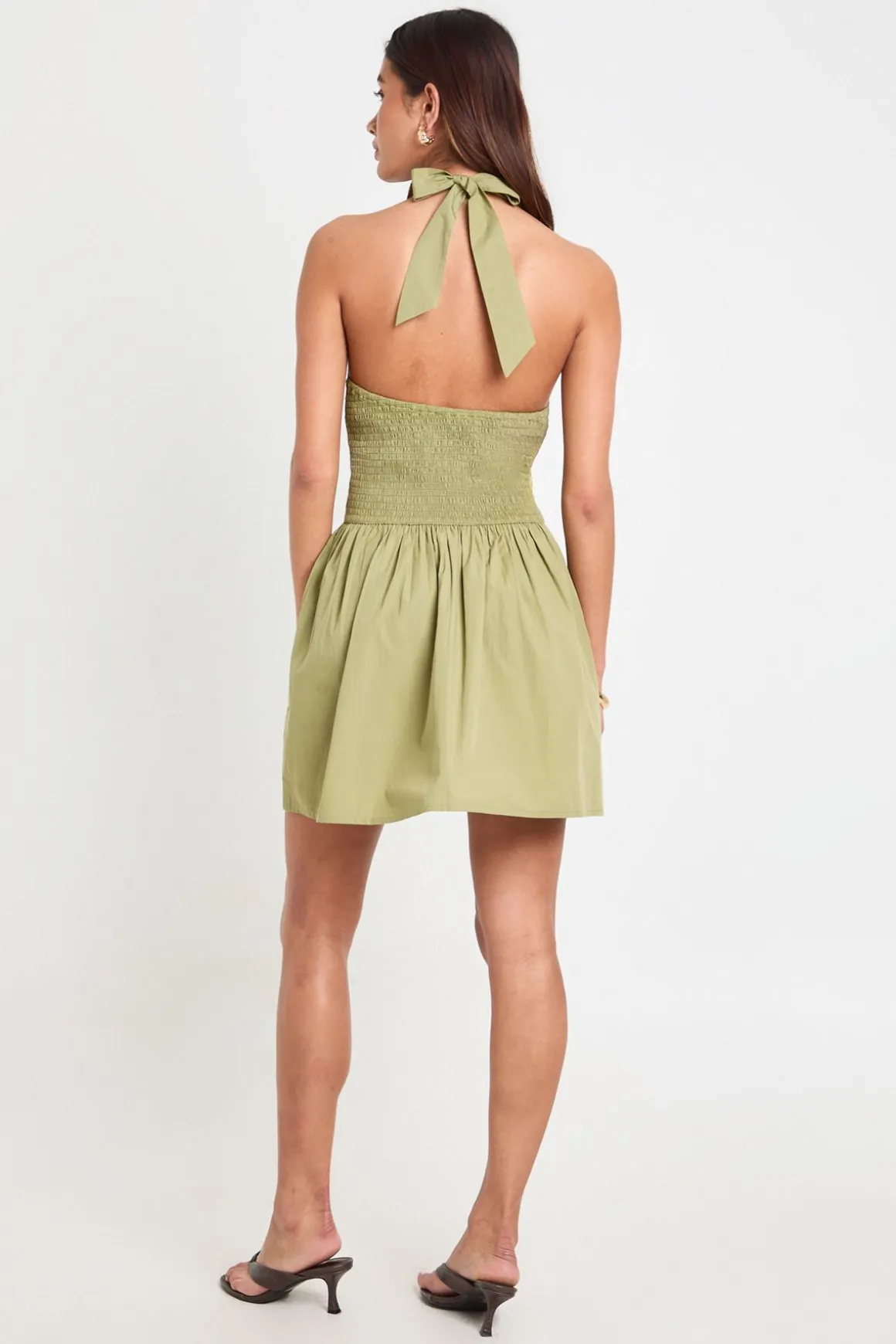 Robe Courte Plissée En Popeline De Coton À Encolure Américaine