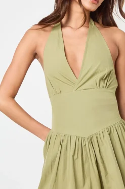 Robe Courte Plissée En Popeline De Coton À Encolure Américaine