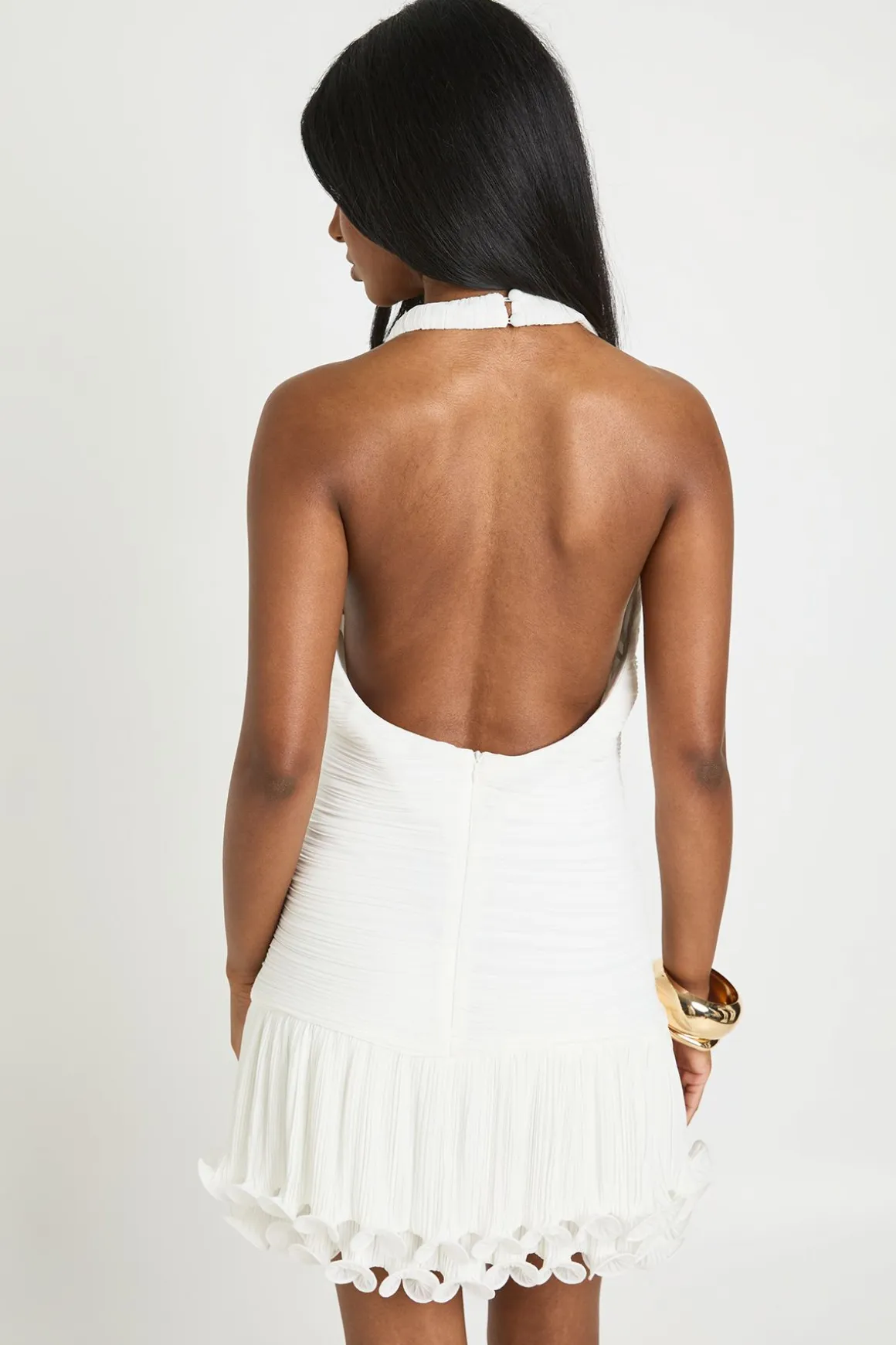 Robe Courte Plissée À Volant Et Ourlet Froncé