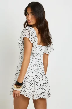 Robe Courte À Pois Avec Manches Papillon