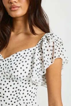 Robe Courte À Pois Avec Manches Papillon