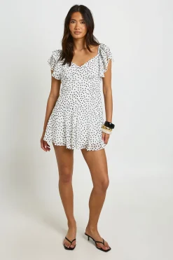 Robe Courte À Pois Avec Manches Papillon