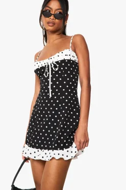 boohoo Robe Courte À Pois Contrastés<Femme Pois|Robes