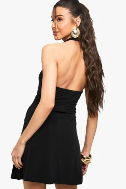 Robe Courte Portefeuille À Col Licou Avec Détails De Finition
