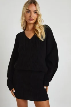 Robe courte portefeuille en maille
