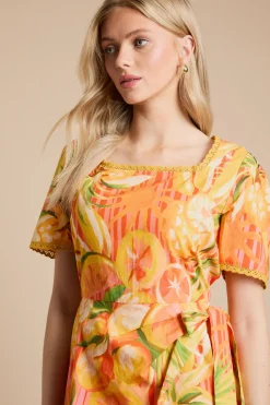 Dorothy Perkins Robe Courte Portefeuille En Popeline Imprimée À Motif Fruits Avec Finitions Dentelle<Femme Toutes Les Robes|Satin Et Dentelle