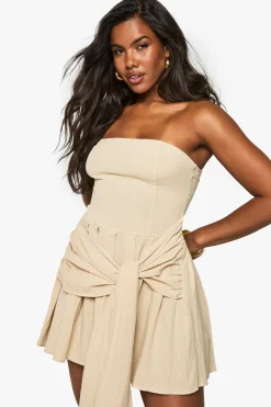 Robe courte portefeuille plissée effet lin