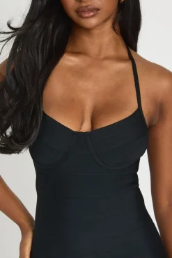Robe Courte Premium À Détail Bandage Sous Poitrine