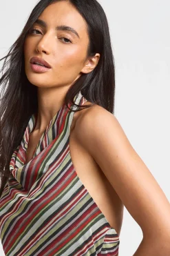 Robe Courte À Rayures Avec Encolure Dos-nu
