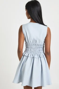 Robe Courte Sans Manches Avec Taille Froncée