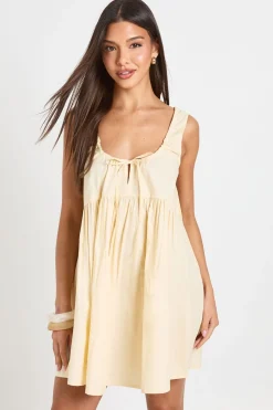 Robe Courte Smock Avec Détail Nœud Devant