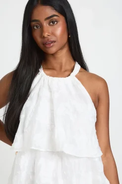 Robe Courte Étagée À Encolure Dos-nu Effet Dévoré