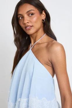 Robe Courte Étagée En Mousseline Crêpée Et Dentelle Tall
