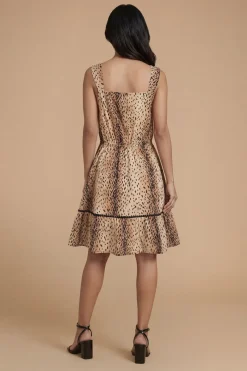 Robe Courte Étagée À Imprimé Animal Avec Finitions En Dentelle