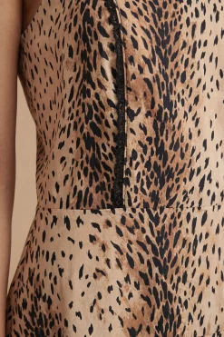 Robe Courte Étagée À Imprimé Animal Avec Finitions En Dentelle